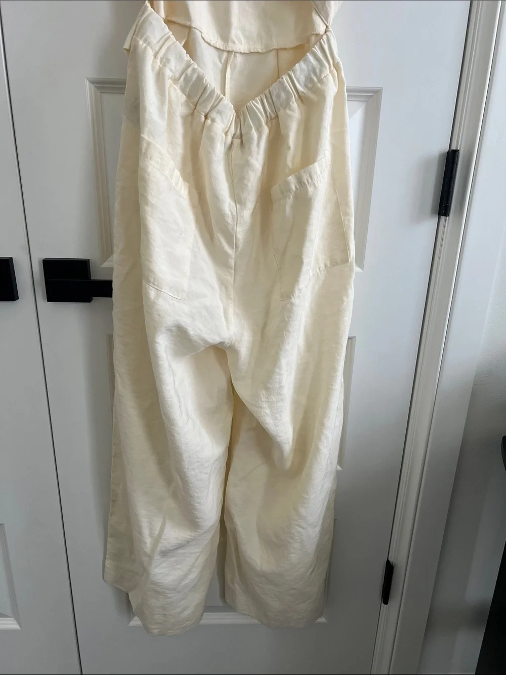 Zara Cream Sleeveless Linen-Blend Jumpsuit with Tie Waist